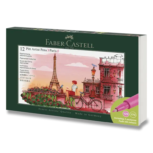 Popisovače Faber-Castell Pitt Artist Pen Paris - 12 ks