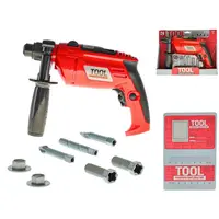 Vrtačka 22cm červená na baterie s doplňky