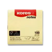 Samolepicí bloček Kores - žlutý - 75 × 75 mm, 100 listů
