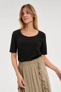 Marisse Black Cotton T-Shirt