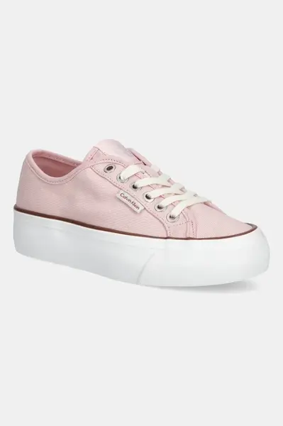 Tenisky Calvin Klein Jeans VULC FLATFORM CTN LOGO TAG růžová barva, YW0YW01838