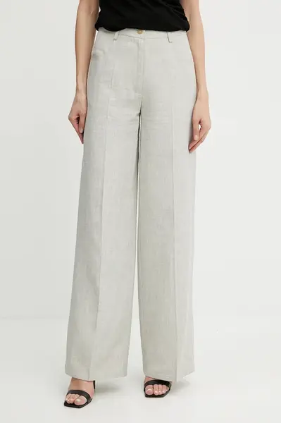 Kalhoty s příměsí lnu Forte Forte dámské, béžová barva, široké, high waist, 13819 my pants