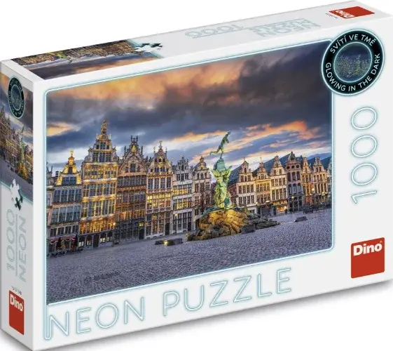 Puzzle Bouře nad Antverpami 1000 dílků neon (poškozená)