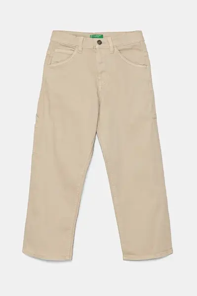 Dětské kalhoty United Colors of Benetton béžová barva, hladké, 4QNJCE03U