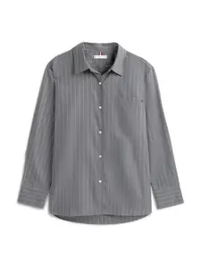 TOMMY HILFIGER Blúzka  tmavosivá / biela