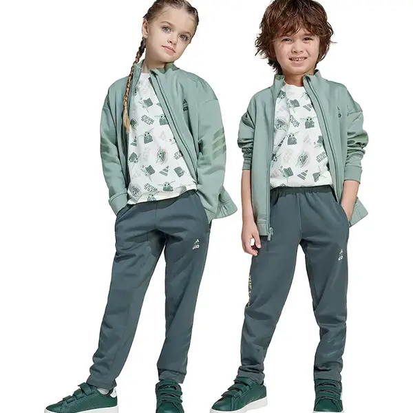 Dětské tepláky adidas šedá barva, s potiskem, JF3652