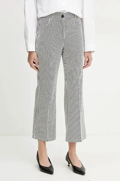 Kalhoty Marella Emme by Marella dámské, bílá barva, jednoduché, medium waist, 2515131101200