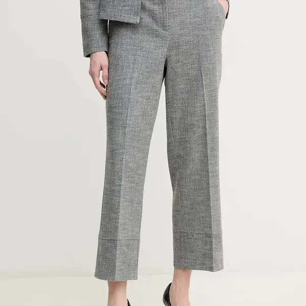 Kalhoty Joseph Ribkoff dámské, šedá barva, jednoduché, high waist, 244007
