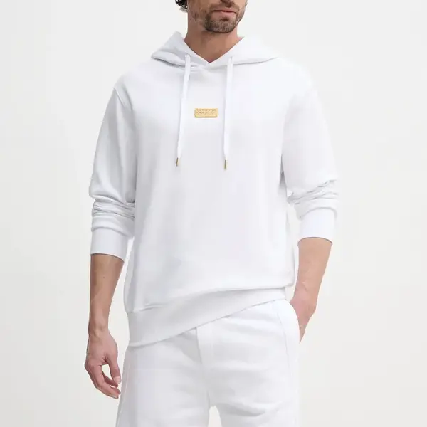 Bavlněná mikina Versace Jeans Couture pánská, bílá barva, hladká, 78GAIT08 CF01T