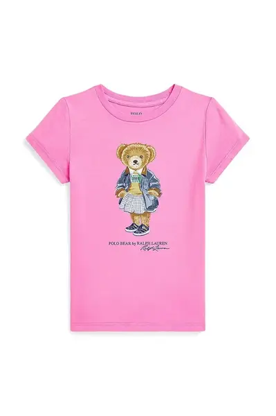 Dětské bavlněné tričko Polo Ralph Lauren růžová barva, 312965154001
