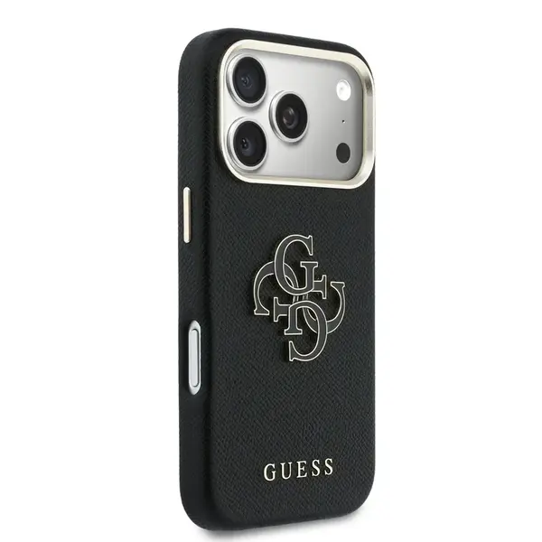 Zadní kryt Guess PU Resin Logo pro Apple iPhone 17 Pro Max, černá