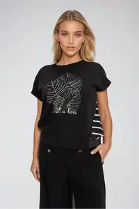 Marisse Black Cotton Blouse With Print