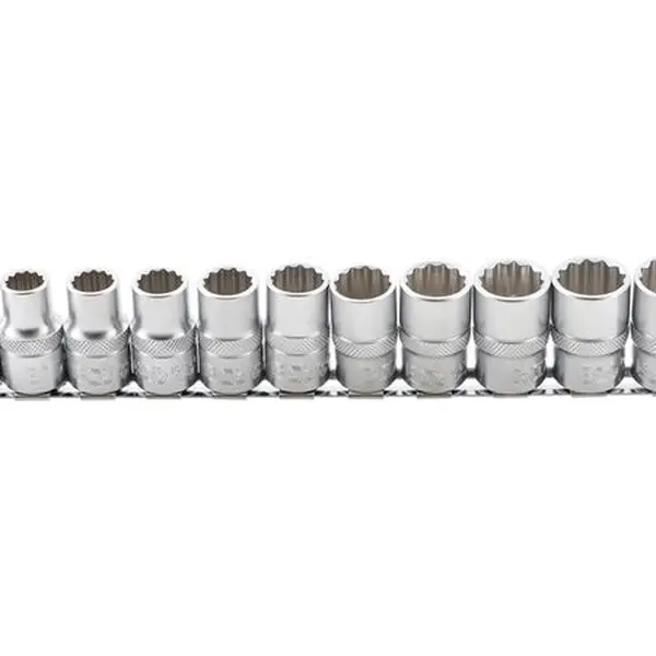 BGS Technic BGS 9107 Hlavice nástrčné 1/2" 12hranné 10 ÷ 21 mm. Sada 11 ks na kolejni
