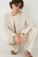 Lněná bunda Medicine dámská, béžová barva, přechodná, oversize