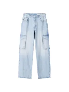 Bershka Rifľové kapsáče  modrá denim
