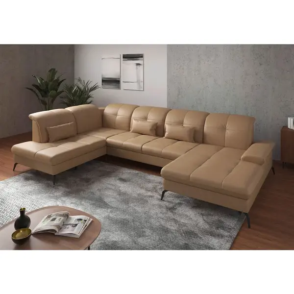 Sit & More SEDACÍ SOUPRAVA, kůže, cappuccino