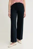 Kalhoty Sisley dámské, tmavomodrá barva, široké, high waist, 4BYWLE03G