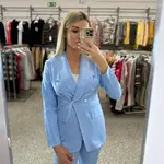 Blue elegant fabric pants LIVIEN