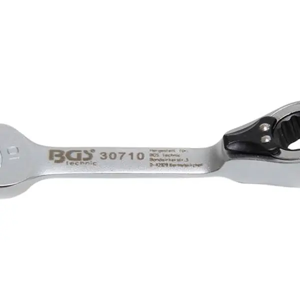 BGS Technic BGS 30710 Očkoplochý klíč 10 mm s ráčnou, extra krátký