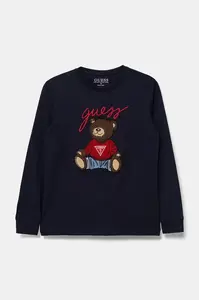 Dětské bavlněné tričko s dlouhým rukávem Guess