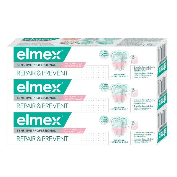 Elmex Zubní pasta pro úlevu od bolesti Sensitive Professional Repair & Prevent Trio 3 x 75 ml