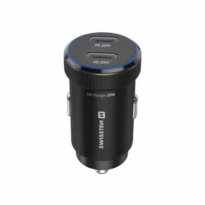 Swissten CL Adaptér 2x USB-C PD, 20W černá