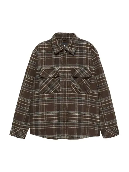 Pull&Bear Prechodná bunda  krémová / tmavohnedá / biela