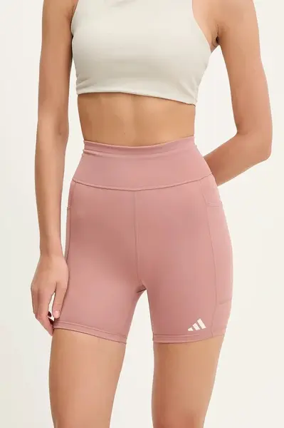 Běžecké šortky adidas Performance Own The Run dámské, oranžová barva, medium waist, JI5666