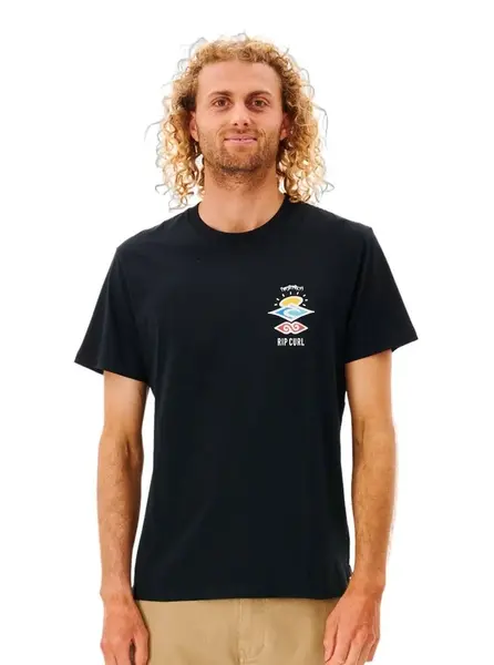 Rip curl pánské tričko Search Icon Black | Černá | Velikost XXL | 100% bavlna