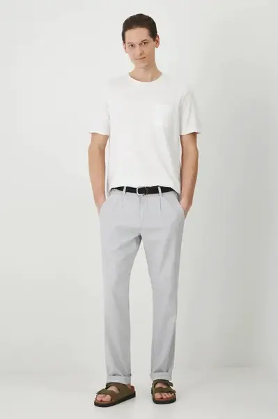 Lněné kalhoty Medicine pánské, šedá barva, jednoduché