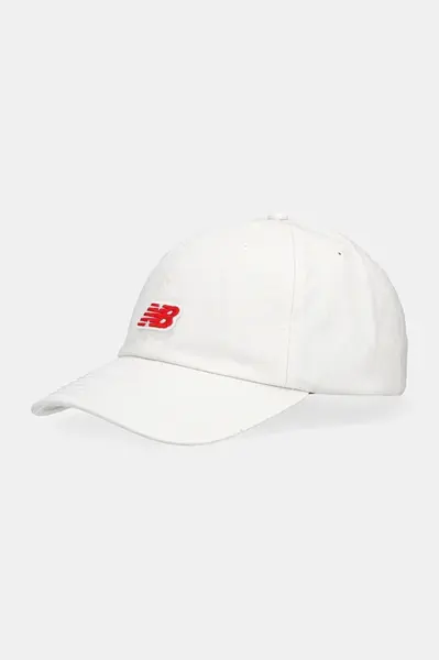 Bavlněná baseballová čepice New Balance bílá barva, s aplikací, LAH51013SST