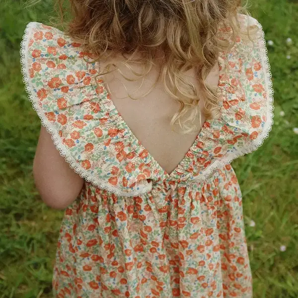 Dětské bavlněné šaty Konges Sløjd VERBENA DRESS GOTS oranžová barva, mini, KS102296