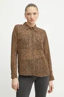 Košile MICHAEL Michael Kors hnědá barva, relaxed, s klasickým límcem, MR540OWGRY