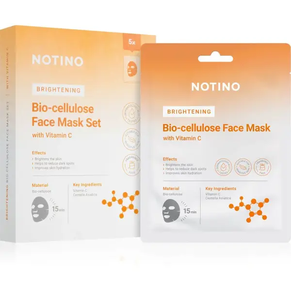 Notino Brightening Bio-Cellulose Face Mask with Vitamin C sada plátenných masiek pre rozjasnenie pleti