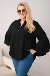 Plus size viskózová halenka s volánovými rukávy