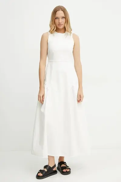 Džínové šaty Ivy Oak MARCA ANN béžová barva, maxi, IO117661