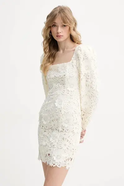 Šaty Rotate béžová barva, mini, 113780857