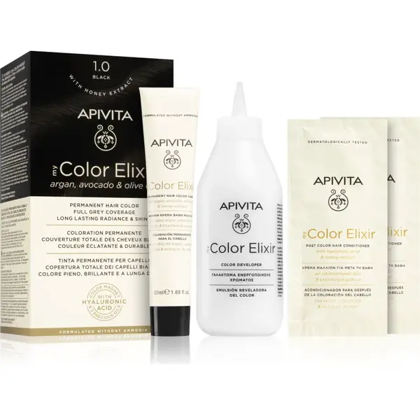 Apivita My Color Elixir farba na vlasy bez amoniaku odtieň 1.0 Black 1 ks