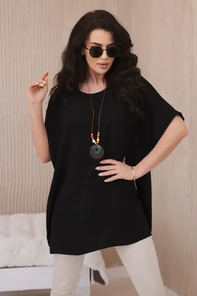 Kesi Włoski Oversized halenka s přívěskem černý