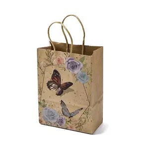 Flower Butterfly Pattern Kraft Paper Bags