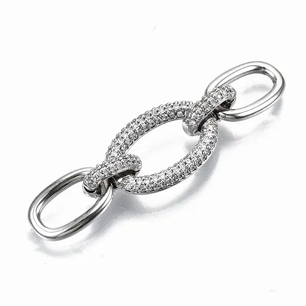 Brass Micro Pave Clear Cubic Zirconia Links Connectors