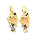 Rack Plating Brass Cubic Zirconia Charms for Women