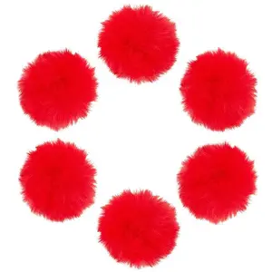 12Pcs Handmade Faux Rabbit Fur Pom Pom Ball Covered Pendants