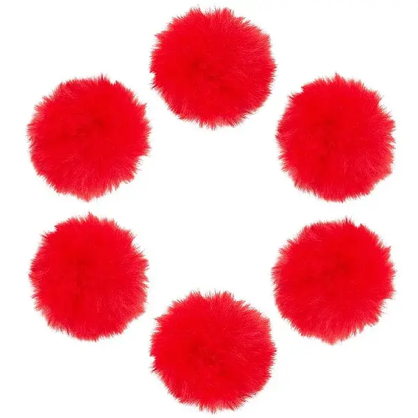 12Pcs Handmade Faux Rabbit Fur Pom Pom Ball Covered Pendants