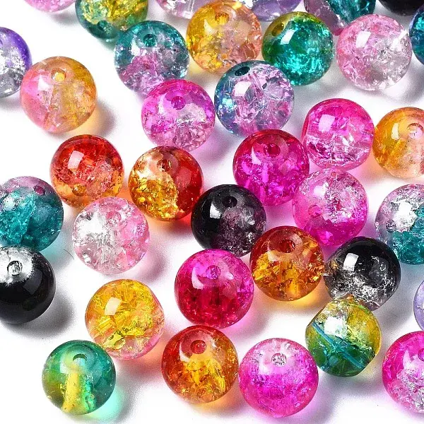 Transparent Crackle Baking Painted Glass Beads