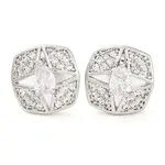 Brass Pave Cubic Zirconia Square Stud Earrings for Women