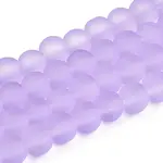 Baking Painted Lilac Frosted Round Transparent Glass Bead Strands