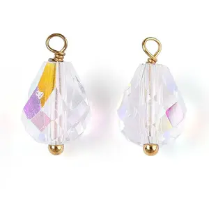 Electroplate Glass Teardrop Charms