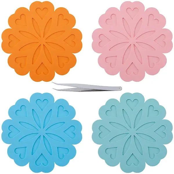 4Pcs 4 Colors Silicone Placemats