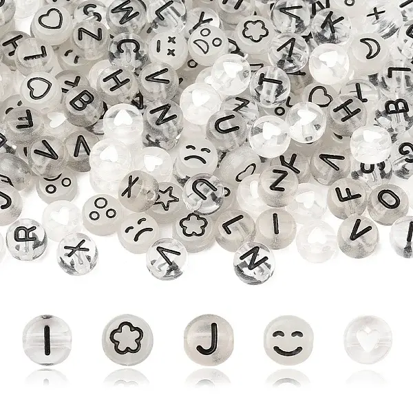 200Pcs Flat Round Acrylic Beads